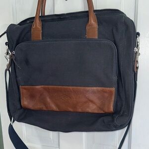 Fossil vintage messenger overnight bag navy with leather